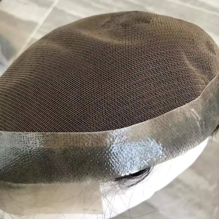 Prótesis Capilar de Hombre con Cabello Humano Natural (Rubio y Negro) - Base de Encaje Francés Transpirable y Borde de PU