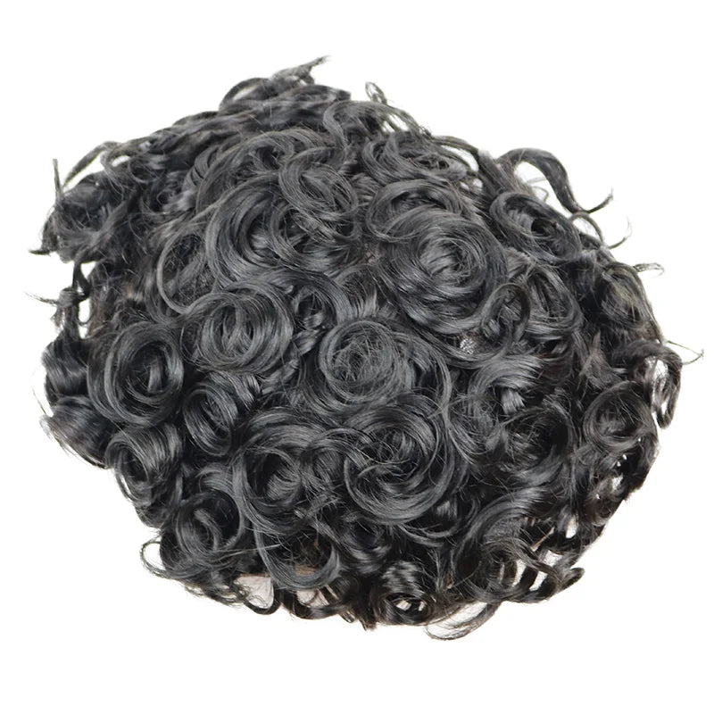 Prótesis Capilar de Hombre con Cabello Humano Natural (Rubio y Negro) - Base de Encaje Francés Transpirable y Borde de PU