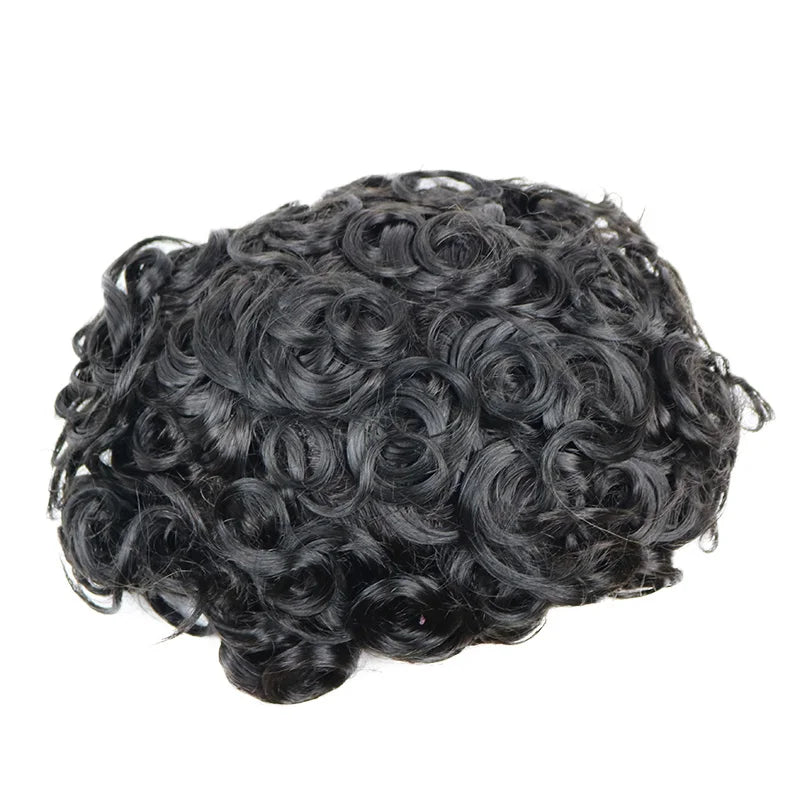 Prótesis Capilar de Hombre con Cabello Humano Natural (Rubio y Negro) - Base de Encaje Francés Transpirable y Borde de PU