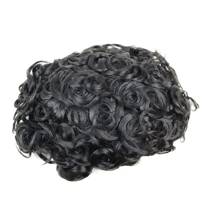 Prótesis Capilar de Hombre con Cabello Humano Natural (Rubio y Negro) - Base de Encaje Francés Transpirable y Borde de PU